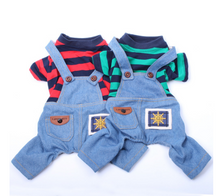 Load image into Gallery viewer, Striped Dog Coat Denim Pants jean