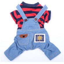 Load image into Gallery viewer, Striped Dog Coat Denim Pants jean