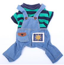 Load image into Gallery viewer, Striped Dog Coat Denim Pants jean