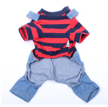 Load image into Gallery viewer, Striped Dog Coat Denim Pants jean
