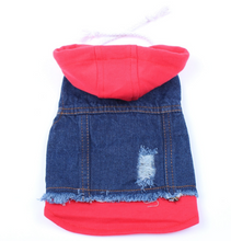 Load image into Gallery viewer, Dog Jacket with Hat Cat Denim Vest Jeans
