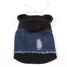 Load image into Gallery viewer, Dog Jacket with Hat Cat Denim Vest Jeans